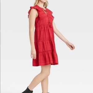 Women,s Short Sleeve Peasant -Knox Rose Red Size M